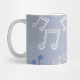 Blue and Grey Music Pattern Mug